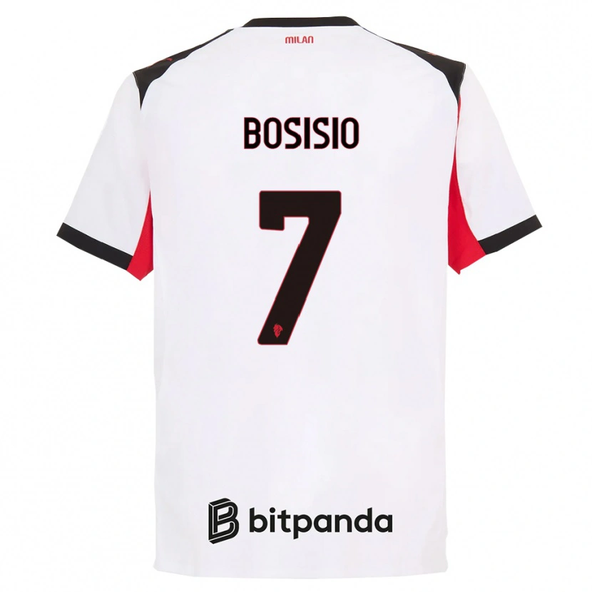 Danxen Kobiety Josuè Bosisio #7 Biały Czarny Wyjazdowa Koszulka 2025/26 Koszulki Klubowe