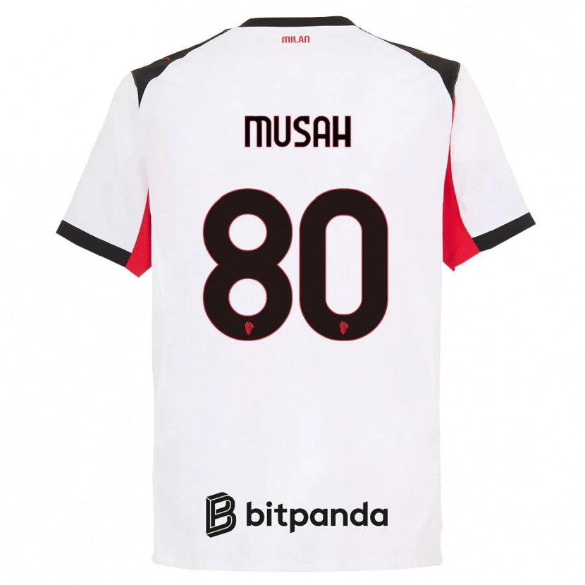 Danxen Kobiety Yunus Musah #80 Biały Czarny Wyjazdowa Koszulka 2025/26 Koszulki Klubowe