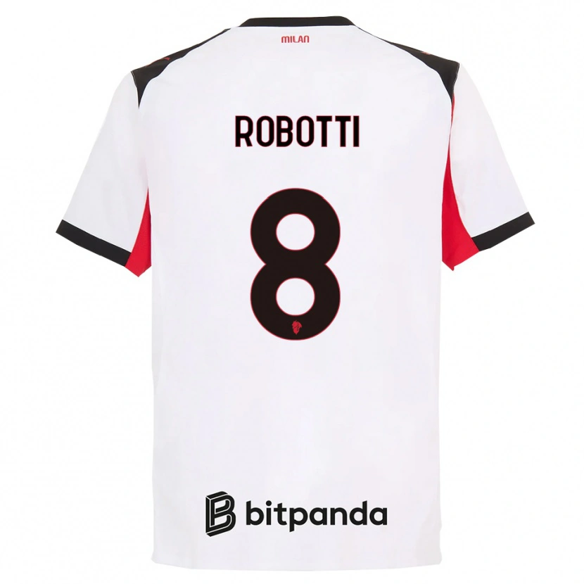 Danxen Kobiety Giovanni Robotti #8 Biały Czarny Wyjazdowa Koszulka 2025/26 Koszulki Klubowe