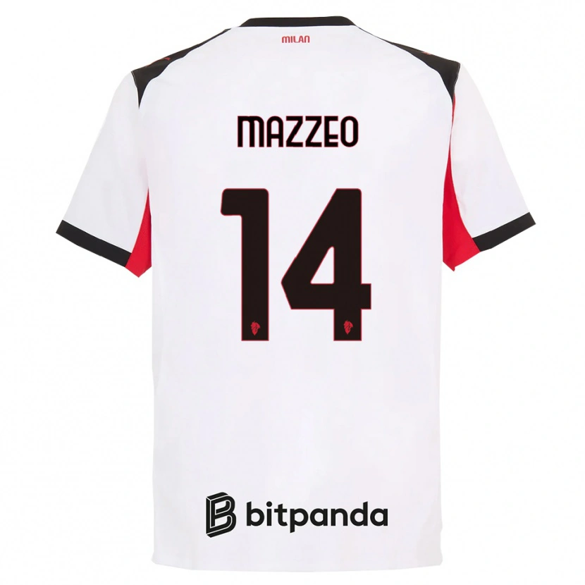 Danxen Kobiety Kevin Mazzeo #14 Biały Czarny Wyjazdowa Koszulka 2025/26 Koszulki Klubowe