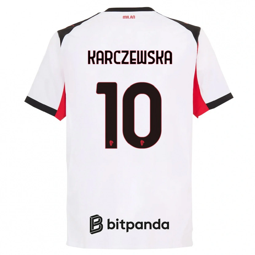 Danxen Kobiety Nikola Karczewska #10 Biały Czarny Wyjazdowa Koszulka 2025/26 Koszulki Klubowe