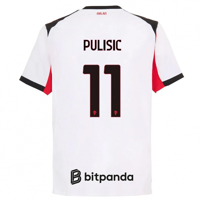 Danxen Kobiety Christian Pulisic #11 Biały Czarny Wyjazdowa Koszulka 2025/26 Koszulki Klubowe