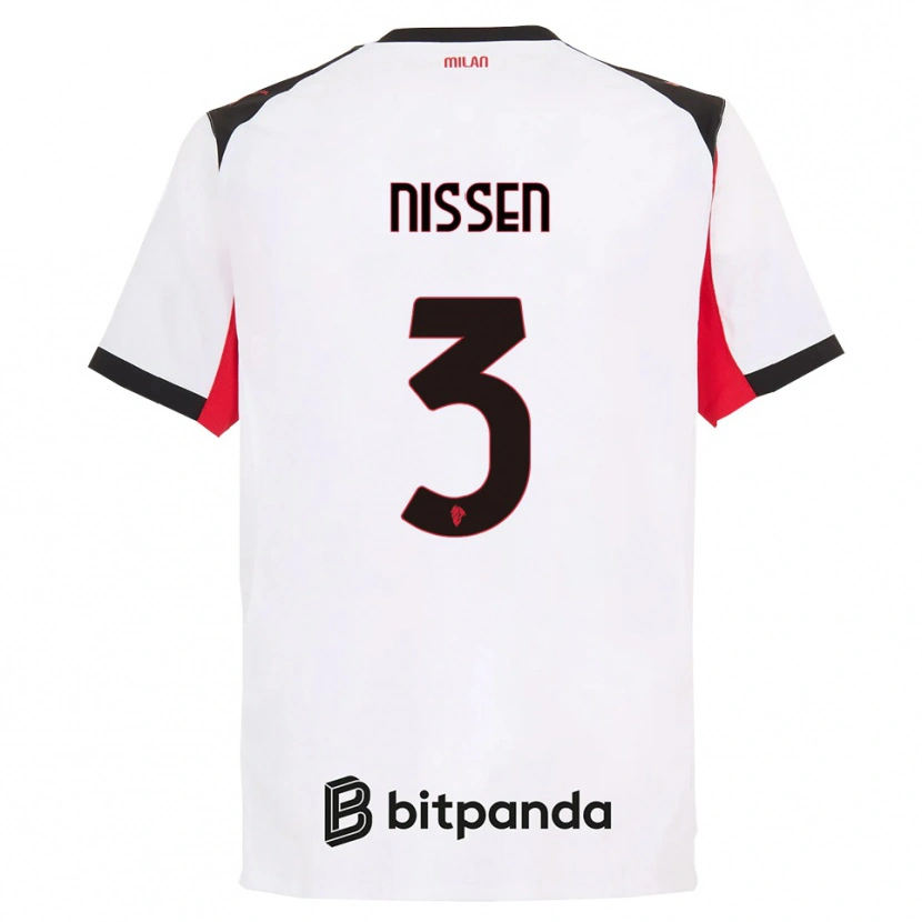 Danxen Kobiety Fredrik Nissen #3 Biały Czarny Wyjazdowa Koszulka 2025/26 Koszulki Klubowe