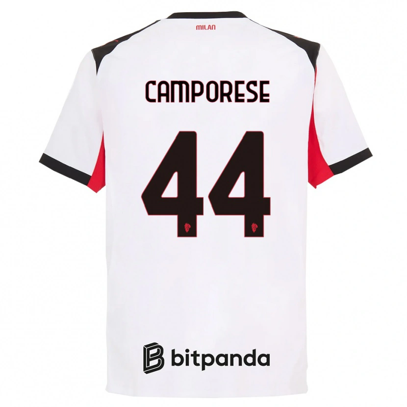 Danxen Kobiety Michele Camporese #44 Biały Czarny Wyjazdowa Koszulka 2025/26 Koszulki Klubowe
