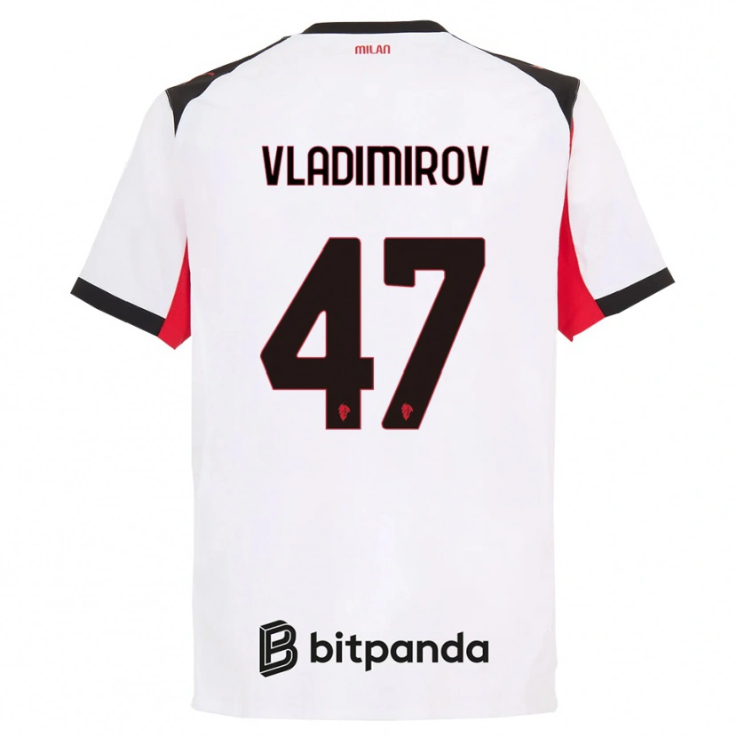Danxen Kobiety Valeri Vladimirov #47 Biały Czarny Wyjazdowa Koszulka 2025/26 Koszulki Klubowe