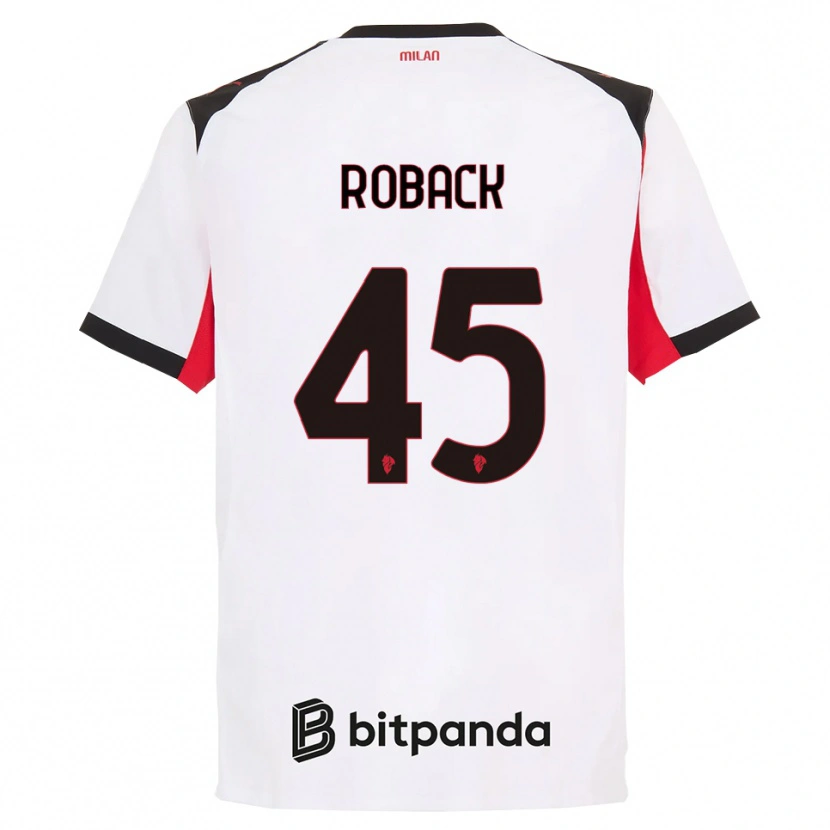 Danxen Kobiety Emil Roback #45 Biały Czarny Wyjazdowa Koszulka 2025/26 Koszulki Klubowe