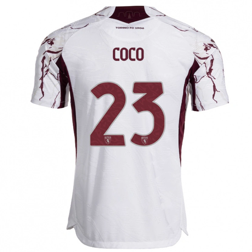 Danxen Kobiety Saúl Coco #23 Biały Burgundowy Wyjazdowa Koszulka 2025/26 Koszulki Klubowe