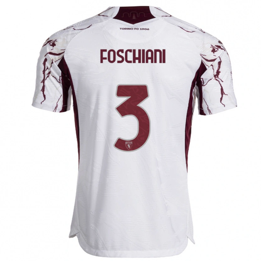 Danxen Kobiety Francesco Foschiani #3 Biały Burgundowy Wyjazdowa Koszulka 2025/26 Koszulki Klubowe