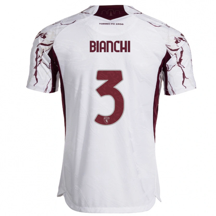 Danxen Kobiety Riccardo Bianchi #3 Biały Burgundowy Wyjazdowa Koszulka 2025/26 Koszulki Klubowe