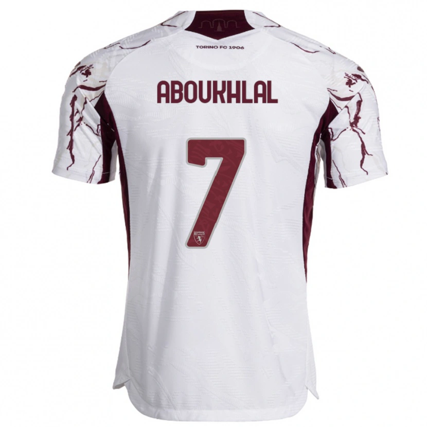 Danxen Kobiety Zakaria Aboukhlal #7 Biały Burgundowy Wyjazdowa Koszulka 2025/26 Koszulki Klubowe