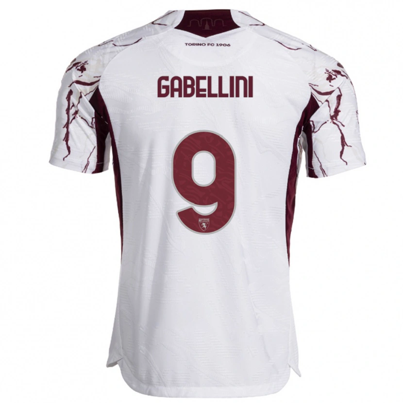 Danxen Kobiety Tommaso Gabellini #9 Biały Burgundowy Wyjazdowa Koszulka 2025/26 Koszulki Klubowe