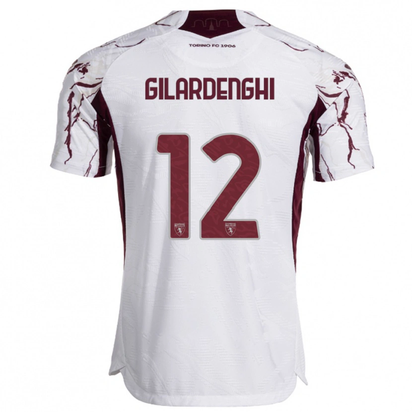 Danxen Kobiety Riccardo Gilardenghi #12 Biały Burgundowy Wyjazdowa Koszulka 2025/26 Koszulki Klubowe