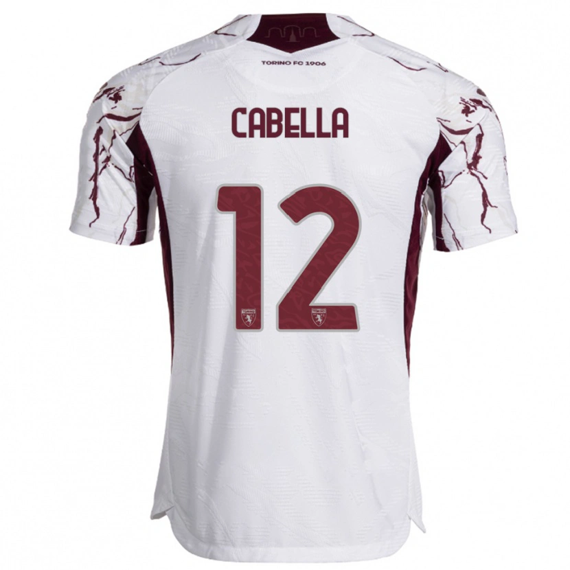 Danxen Kobiety Matteo Cabella #12 Biały Burgundowy Wyjazdowa Koszulka 2025/26 Koszulki Klubowe