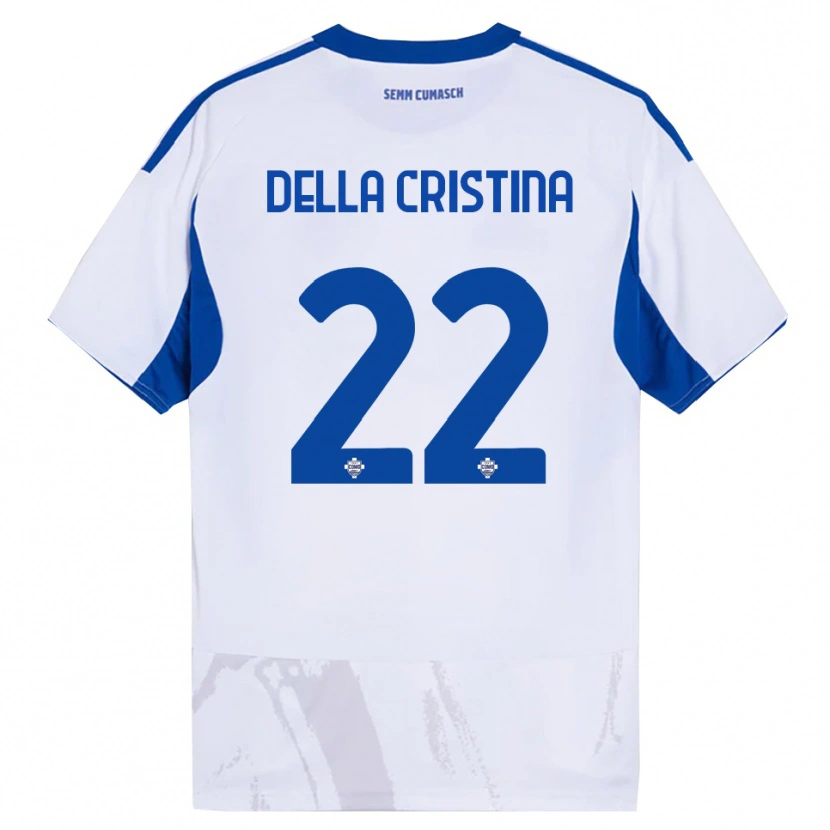 Danxen Kobiety Stefano Della Cristina #22 Biały Niebieski Wyjazdowa Koszulka 2025/26 Koszulki Klubowe