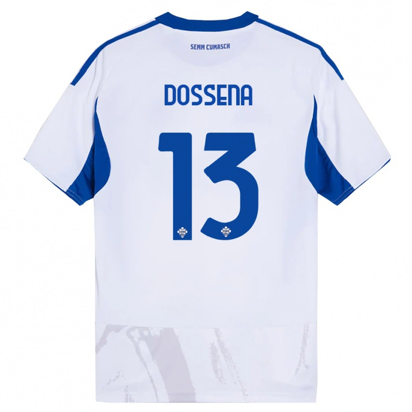 Danxen Kobiety Alberto Dossena #13 Biały Niebieski Wyjazdowa Koszulka 2025/26 Koszulki Klubowe