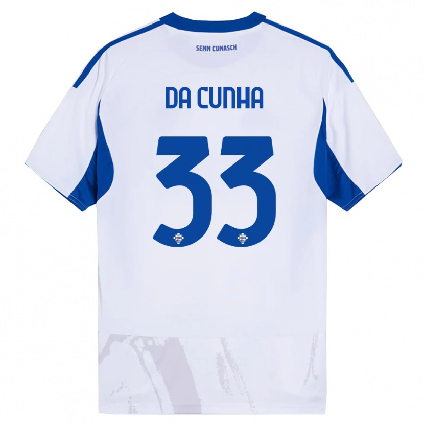 Danxen Kobiety Lucas Da Cunha #33 Biały Niebieski Wyjazdowa Koszulka 2025/26 Koszulki Klubowe