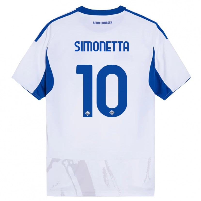 Danxen Kobiety Jacopo Simonetta #10 Biały Niebieski Wyjazdowa Koszulka 2025/26 Koszulki Klubowe