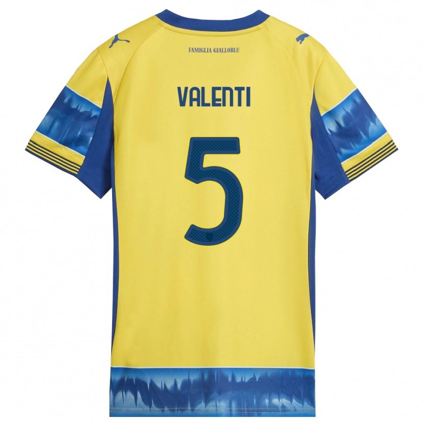 Danxen Kobiety Lautaro Valenti #5 Żółty Niebieski Wyjazdowa Koszulka 2025/26 Koszulki Klubowe