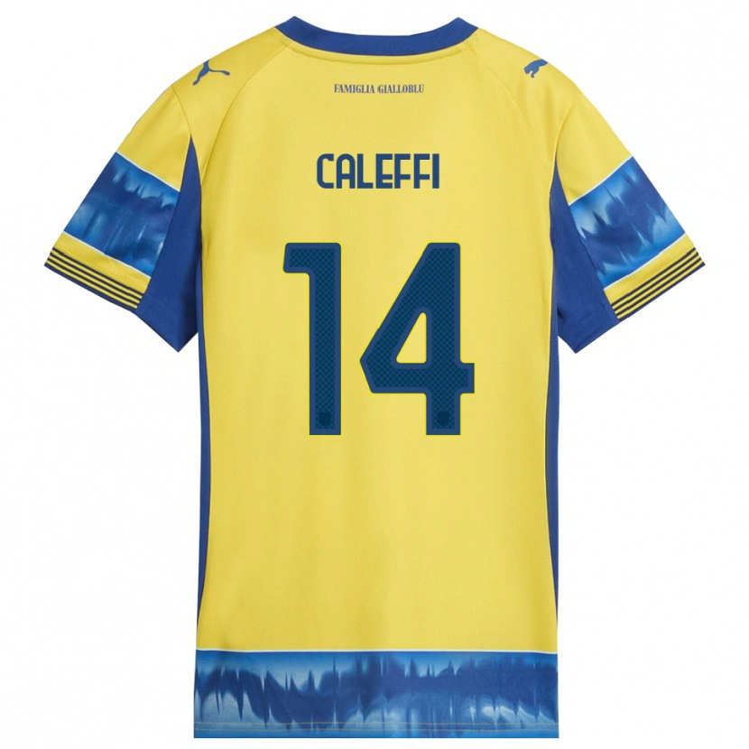 Danxen Kobiety Riccardo Caleffi #14 Żółty Niebieski Wyjazdowa Koszulka 2025/26 Koszulki Klubowe