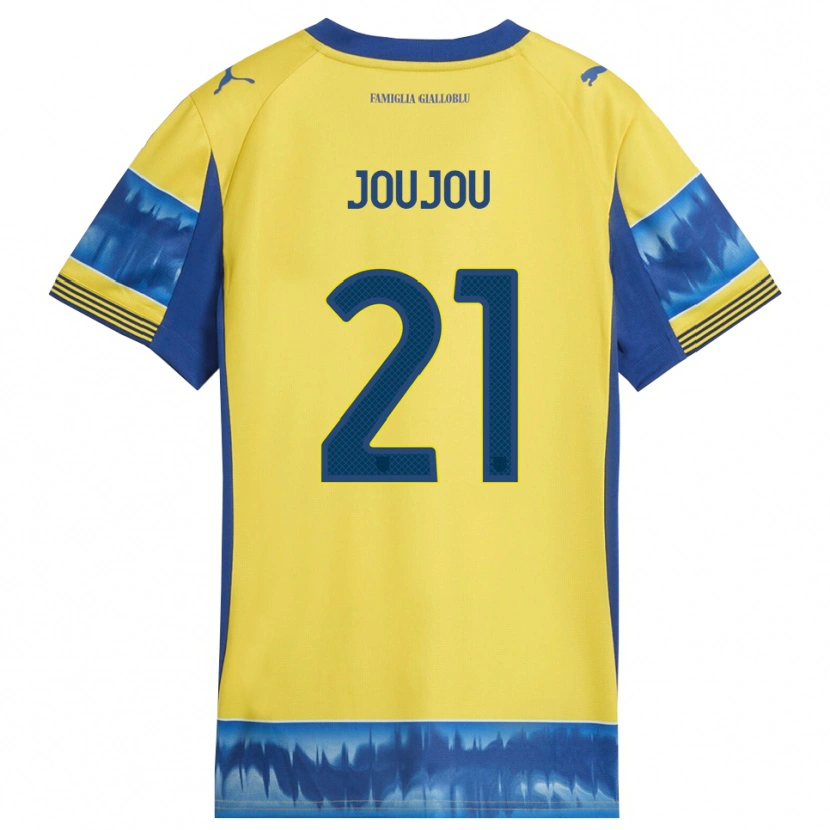 Danxen Kobiety Antoine Joujou #21 Żółty Niebieski Wyjazdowa Koszulka 2025/26 Koszulki Klubowe