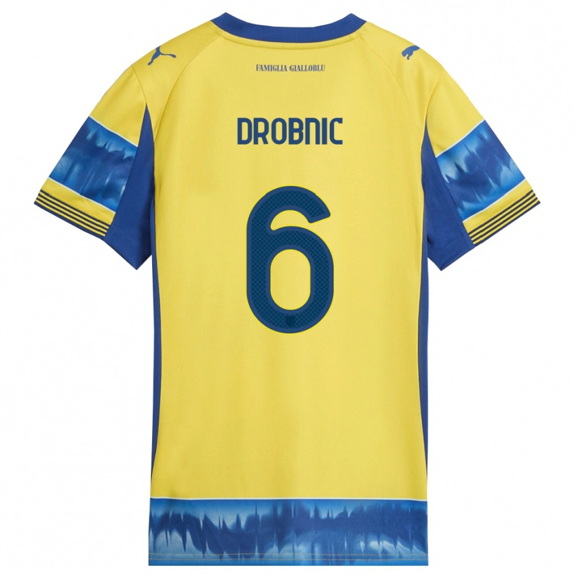 Danxen Kobiety Dominik Drobnic #6 Żółty Niebieski Wyjazdowa Koszulka 2025/26 Koszulki Klubowe