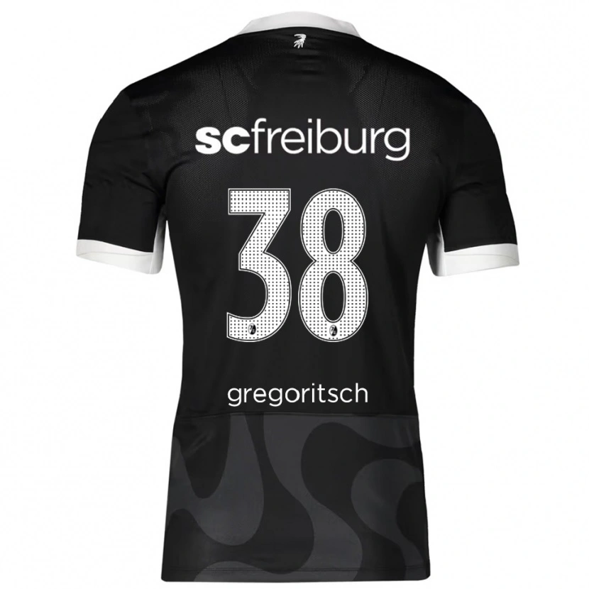 Danxen Kobiety Michael Gregoritsch #38 Czarny Biały Wyjazdowa Koszulka 2025/26 Koszulki Klubowe