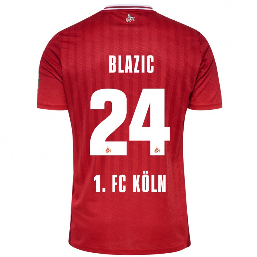 Danxen Kobiety Alessandro Blazic #24 Czerwony Biały Wyjazdowa Koszulka 2025/26 Koszulki Klubowe