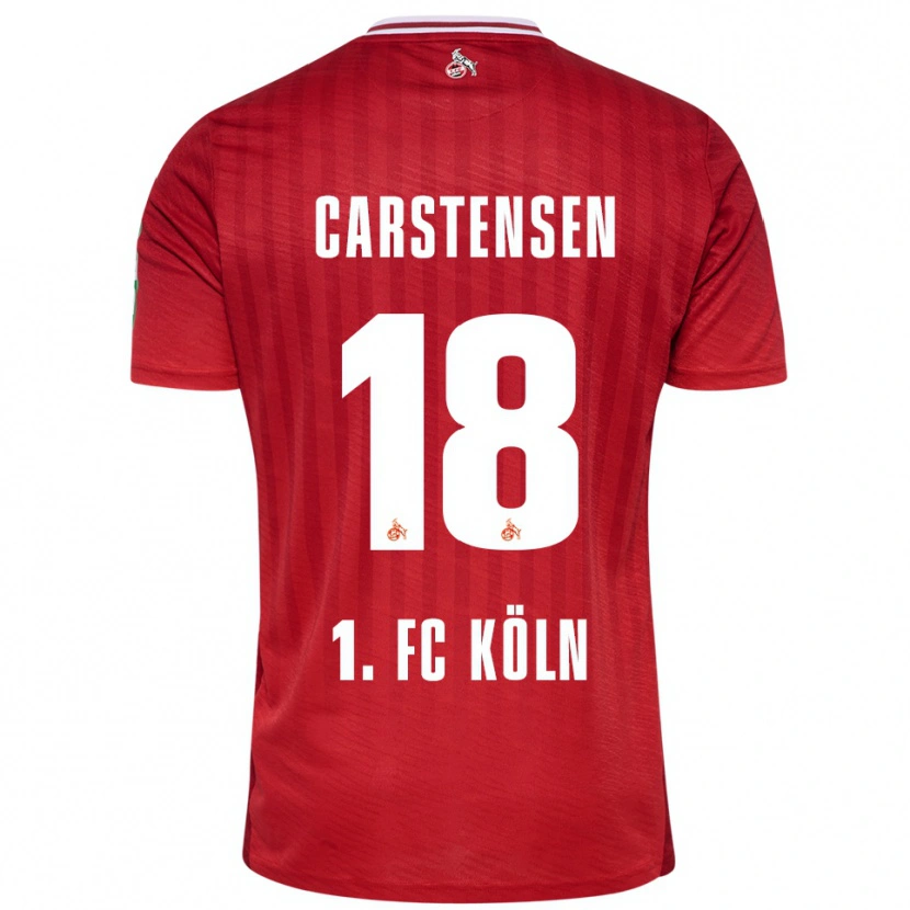Danxen Kobiety Rasmus Carstensen #18 Czerwony Biały Wyjazdowa Koszulka 2025/26 Koszulki Klubowe