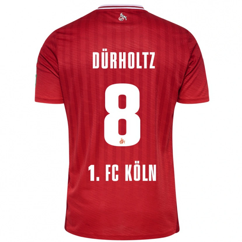 Danxen Kobiety Luca Dürholtz #8 Czerwony Biały Wyjazdowa Koszulka 2025/26 Koszulki Klubowe