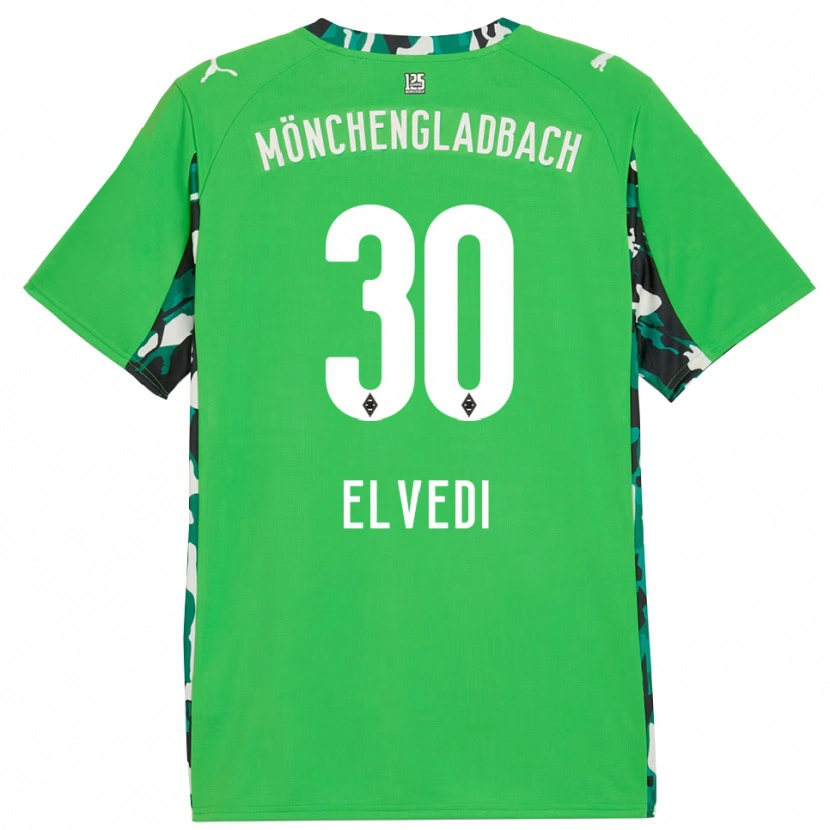Danxen Kobiety Nico Elvedi #30 Zielony Czarny Wyjazdowa Koszulka 2025/26 Koszulki Klubowe