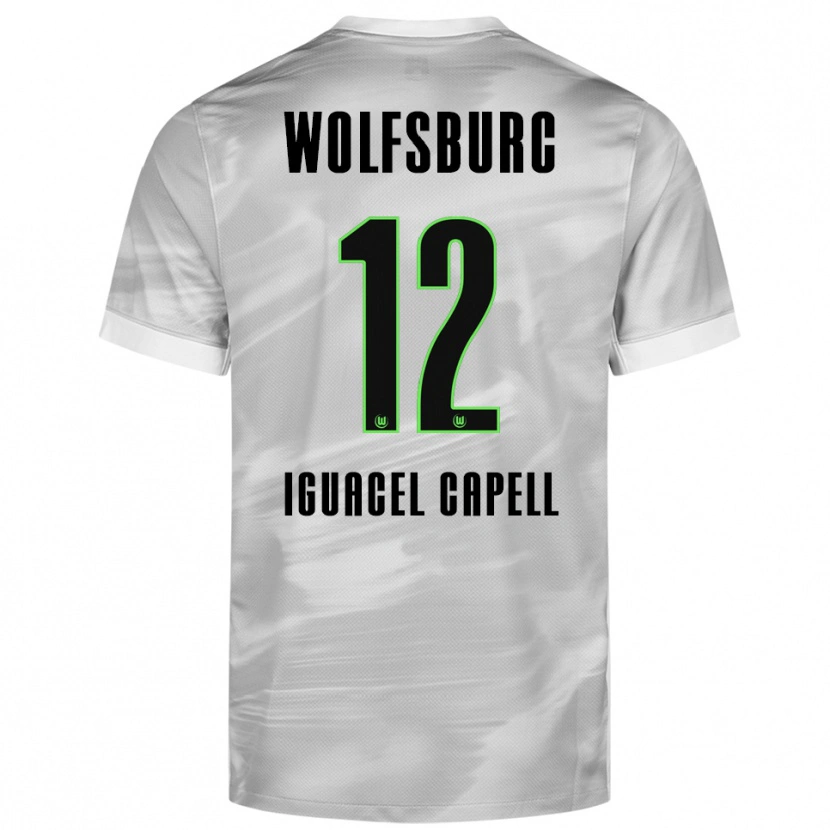 Danxen Kobiety Diego Iguacel Capell #12 Szary Biały Wyjazdowa Koszulka 2025/26 Koszulki Klubowe