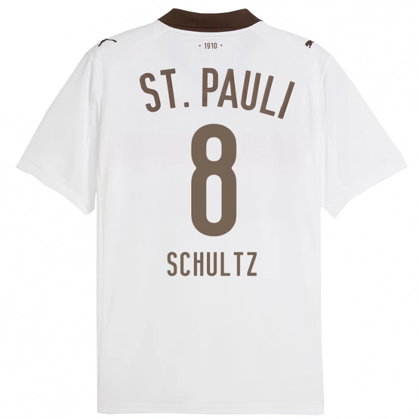 Danxen Kobiety Paul Schultz #8 Biały Czerwony Wyjazdowa Koszulka 2025/26 Koszulki Klubowe