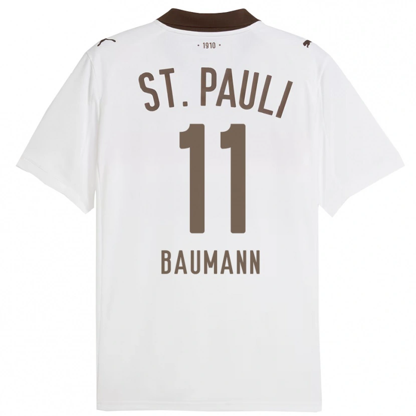 Danxen Kobiety Malte Baumann #11 Biały Czerwony Wyjazdowa Koszulka 2025/26 Koszulki Klubowe