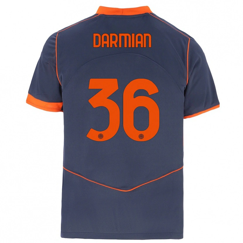 Danxen Kobiety Matteo Darmian #36 Szary Pomarańczowy Trzeci Komplet Koszulka 2025/26 Koszulki Klubowe