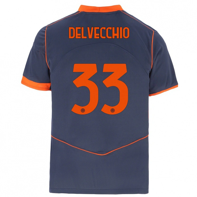 Danxen Kobiety Gabriele Delvecchio #33 Szary Pomarańczowy Trzeci Komplet Koszulka 2025/26 Koszulki Klubowe
