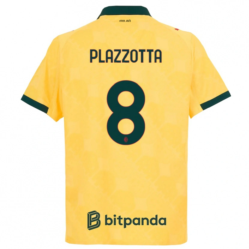 Danxen Kobiety Filippo Plazzotta #8 Żółty Czarny Trzeci Komplet Koszulka 2025/26 Koszulki Klubowe