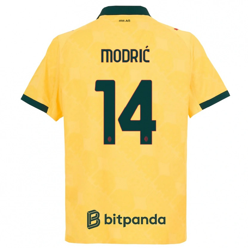 Danxen Kobiety Luka Modrić #14 Żółty Czarny Trzeci Komplet Koszulka 2025/26 Koszulki Klubowe