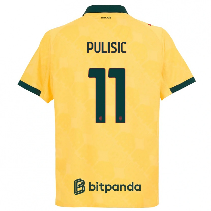 Danxen Kobiety Christian Pulisic #11 Żółty Czarny Trzeci Komplet Koszulka 2025/26 Koszulki Klubowe