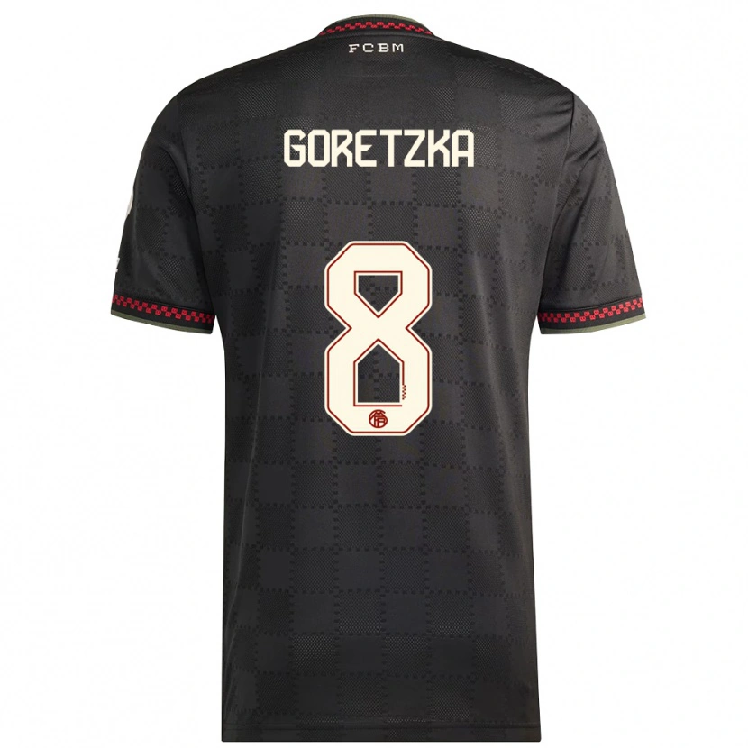 Danxen Kobiety Leon Goretzka #8 Czarny Biały Trzeci Komplet Koszulka 2025/26 Koszulki Klubowe