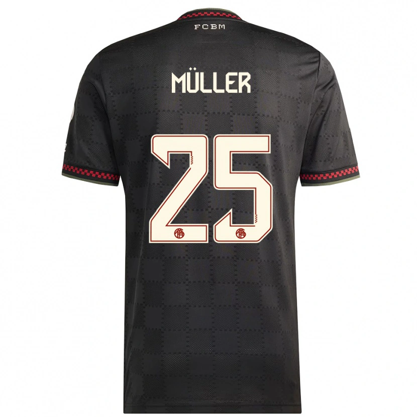 Danxen Kobiety Thomas Müller #25 Czarny Biały Trzeci Komplet Koszulka 2025/26 Koszulki Klubowe