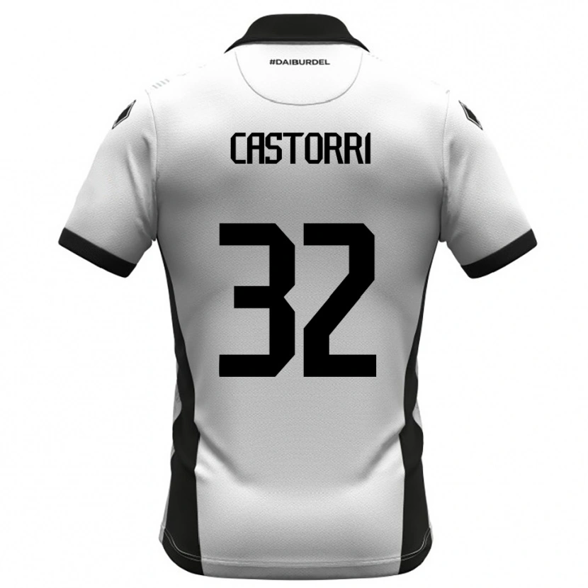 Danxen Dzieci Gianmarco Castorri #32 Biało-Czarno-Pomarańczowy Domowa Koszulka 2025/26 Koszulki Klubowe