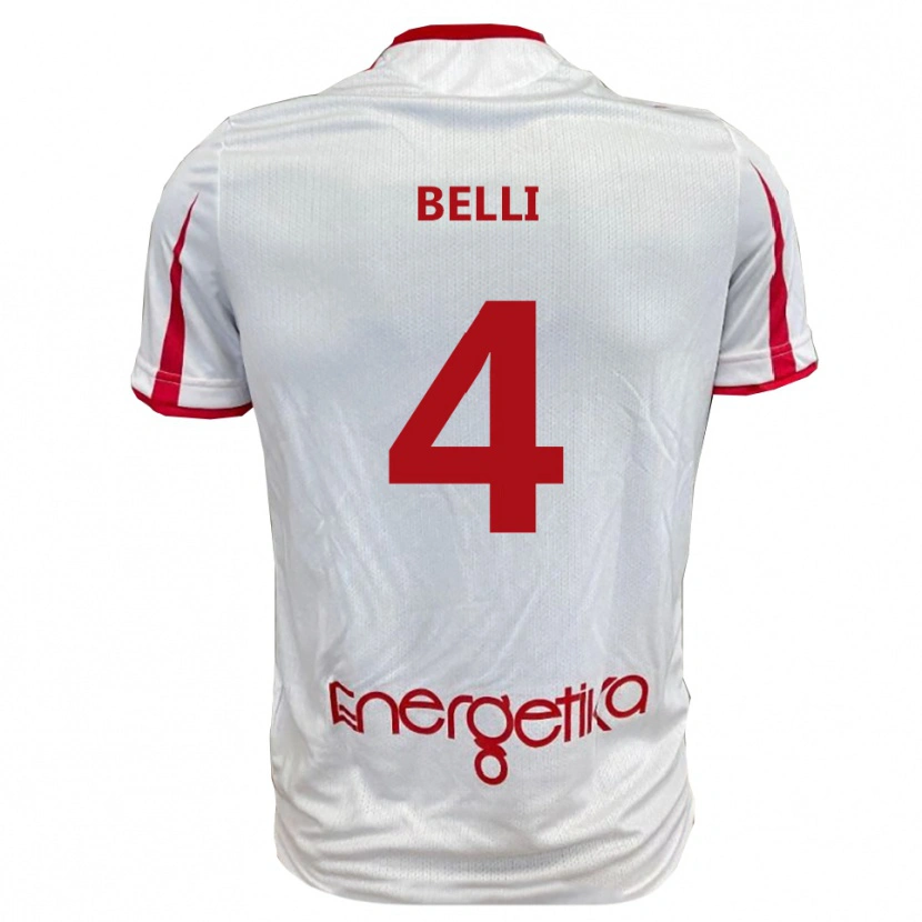 Danxen Dzieci Francesco Belli #4 Biało-Czerwony Domowa Koszulka 2025/26 Koszulki Klubowe