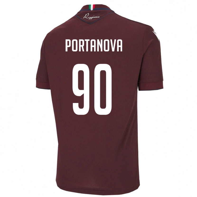 Danxen Dzieci Manolo Portanova #90 Bordowo-Biały Domowa Koszulka 2025/26 Koszulki Klubowe