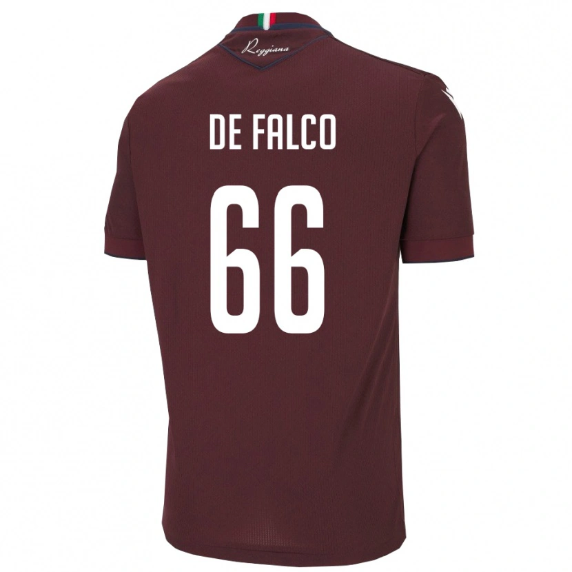 Danxen Dzieci Cristian De Falco #66 Bordowo-Biały Domowa Koszulka 2025/26 Koszulki Klubowe