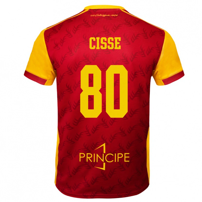 Danxen Dzieci Alphadjo Cissè #80 Żółto-Czerwony Domowa Koszulka 2025/26 Koszulki Klubowe