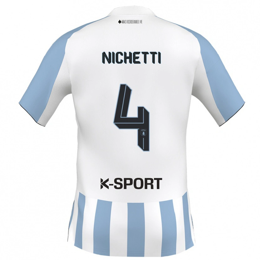 Danxen Dzieci Marco Nichetti #4 Biało-Błękitny Domowa Koszulka 2025/26 Koszulki Klubowe