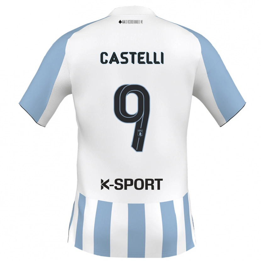 Danxen Dzieci Davide Castelli #9 Biało-Błękitny Domowa Koszulka 2025/26 Koszulki Klubowe