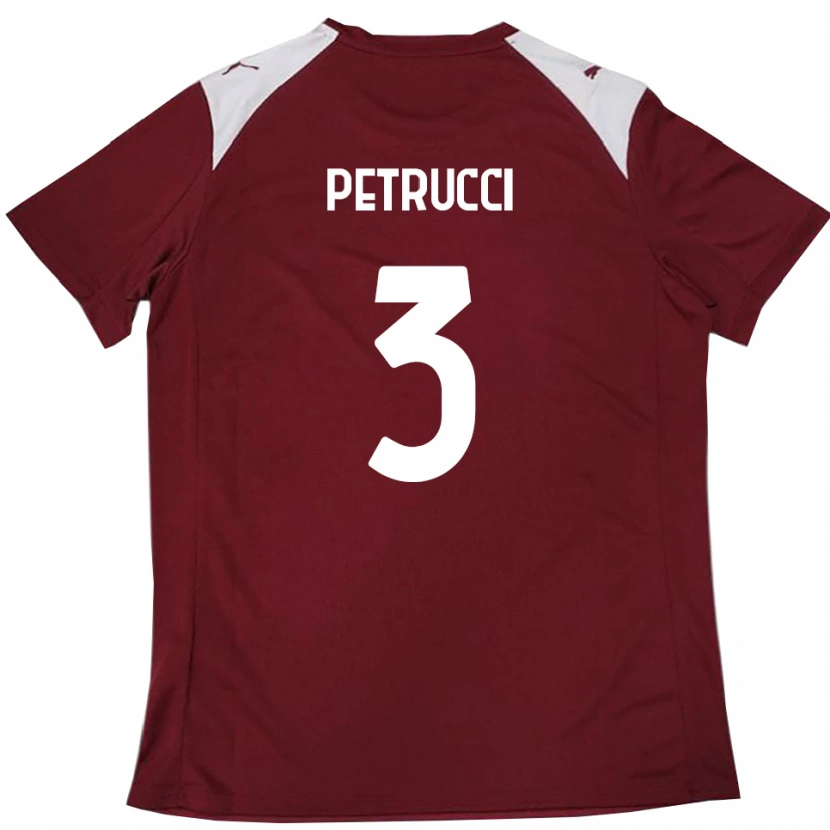 Danxen Dzieci Francesco Petrucci #3 Burgundowo-Biały Domowa Koszulka 2025/26 Koszulki Klubowe