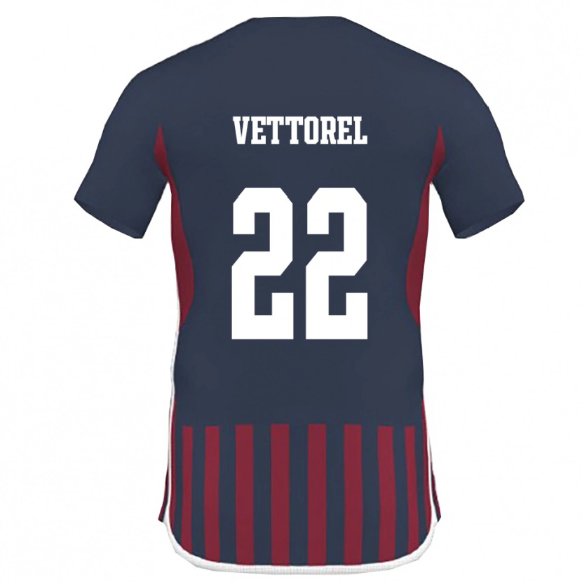 Danxen Dzieci Thomas Vettorel #22 Granatowo-Czerwony Domowa Koszulka 2025/26 Koszulki Klubowe