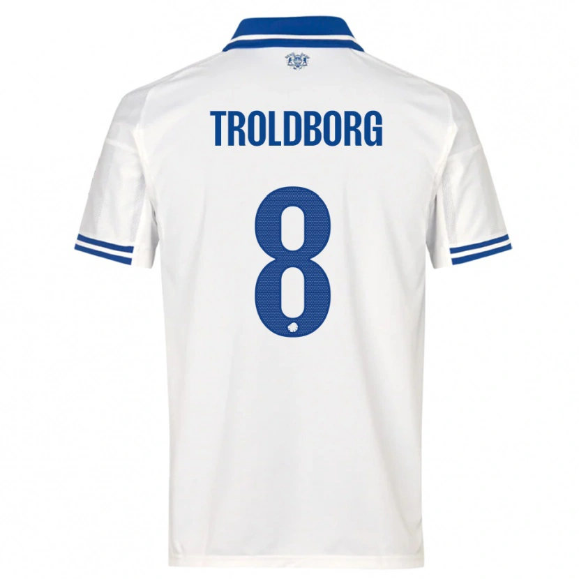 Danxen Dzieci Frederikke Troldborg #8 Biało-Niebieski Domowa Koszulka 2025/26 Koszulki Klubowe